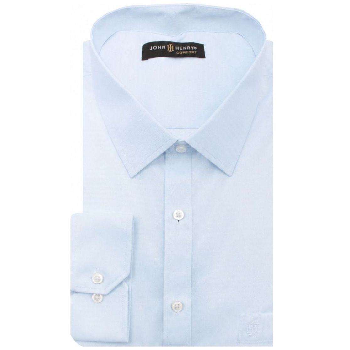 Camisa de Vestir Azul Semiliso John Henry Manga Larga para Hombres Plus