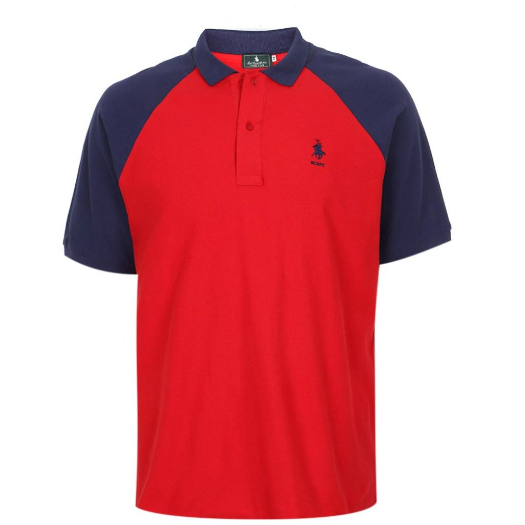 Playera Polo Manga Corta Contraste Polo Club Rojo Combinado para Hombre Plus
