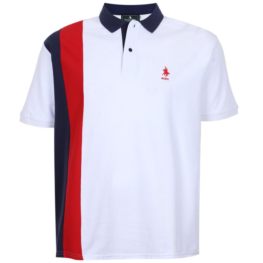 Playera Polo Franjas Manga Corta Polo Club Blanco Combinado para Hombre Plus