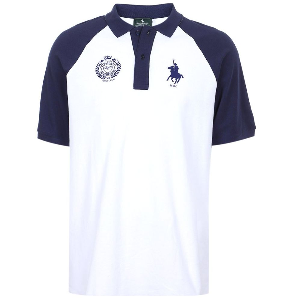 Playera Polo Manga Corta Contraste Polo Club Azul Combinado para Hombre Plus