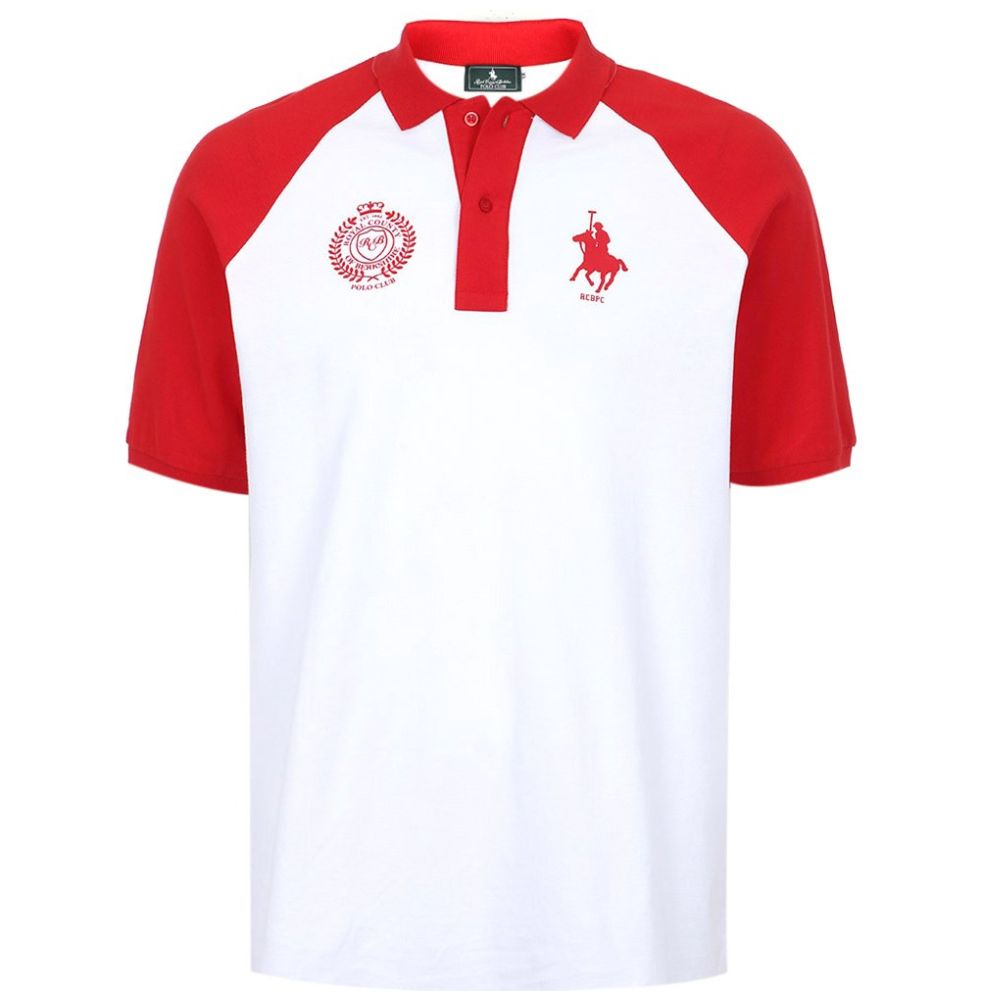 Playera Polo Manga Corta Contraste Polo Club Rojo Combinado para Hombre Plus