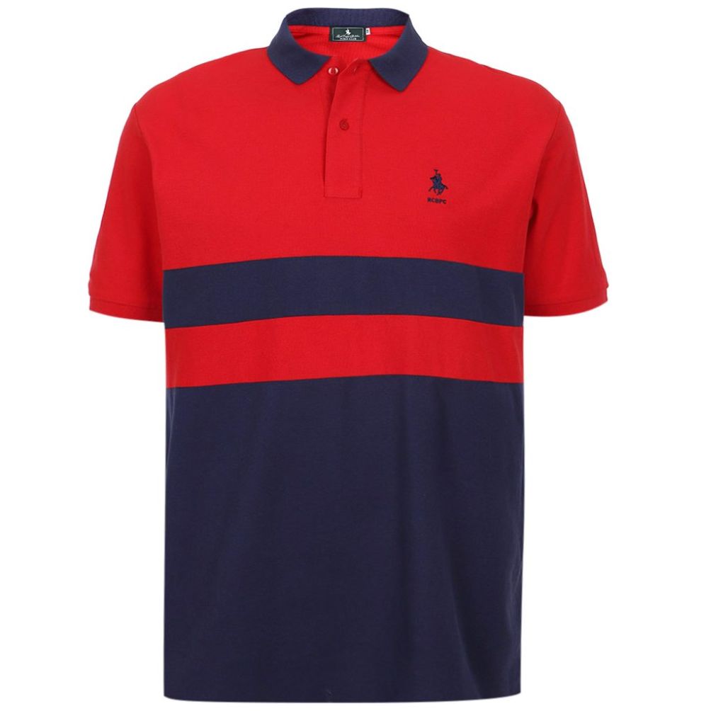 Playera Polo Bloques Manga Corta Polo Club Rojo Combinado para Hombre Plus