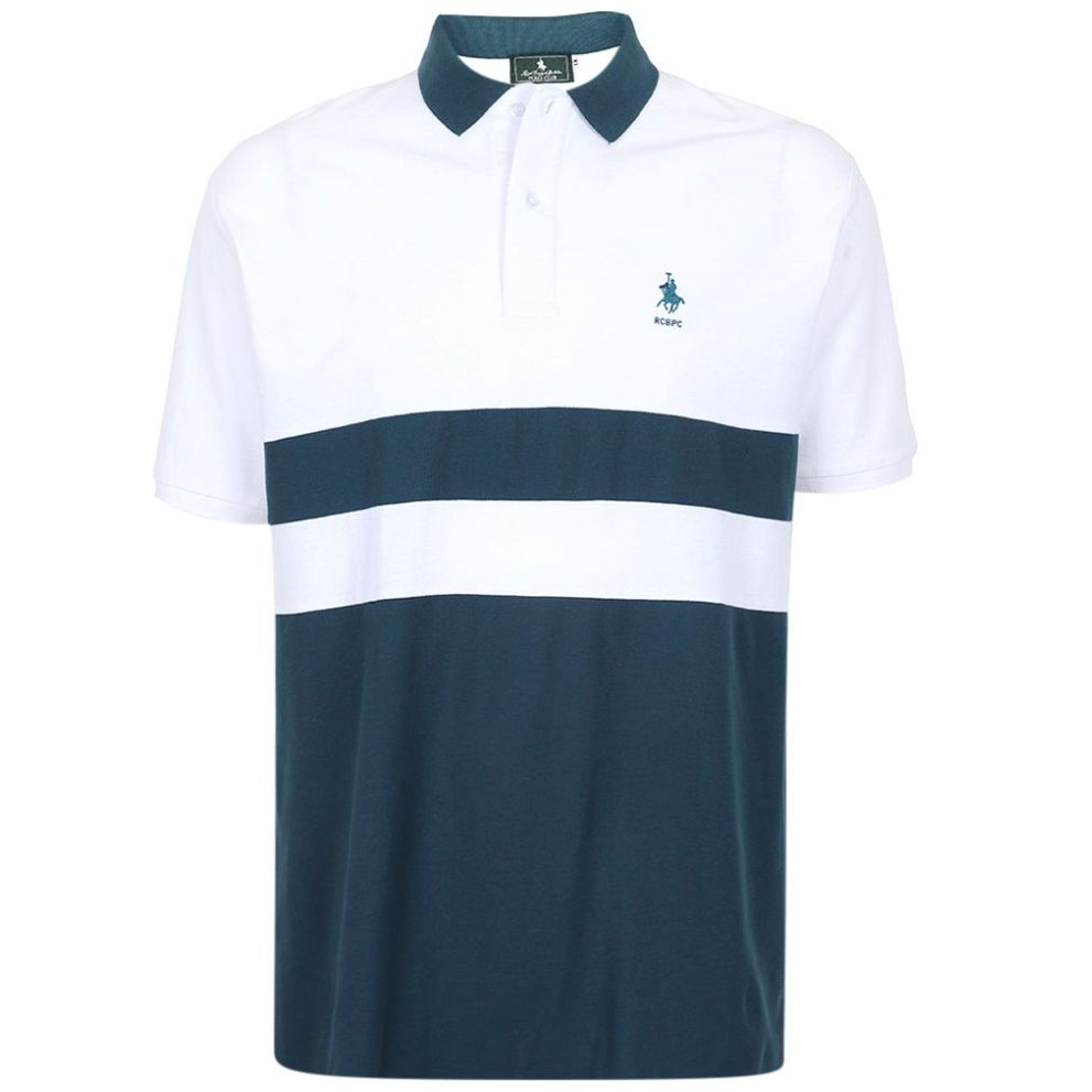 Playera Polo Bloques Manga Corta Polo Club Blanco Combinado para Hombre Plus