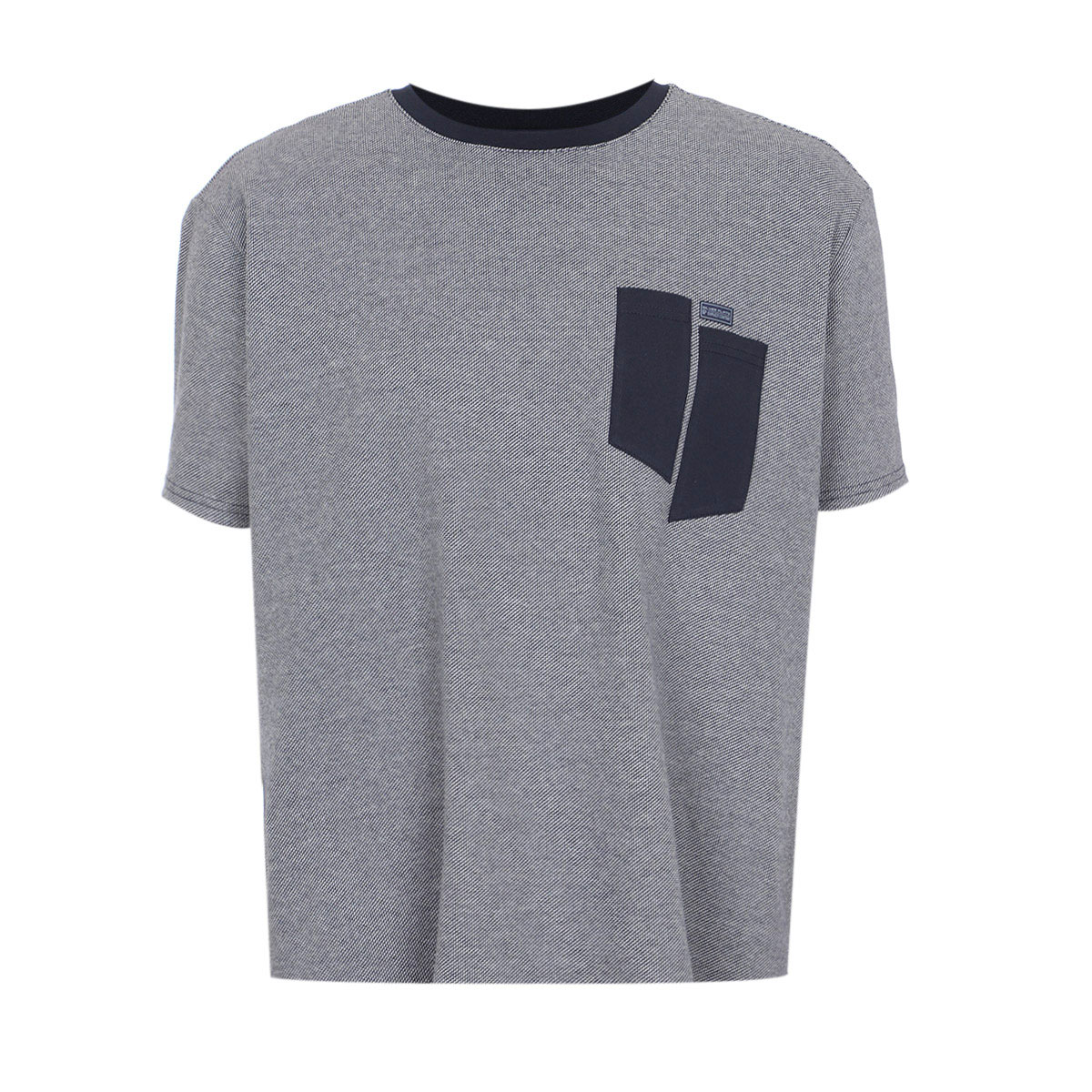 Playera Textura Cuello Redondo Silver Plate Black Azul Oscuro Manga Corta para Hombre