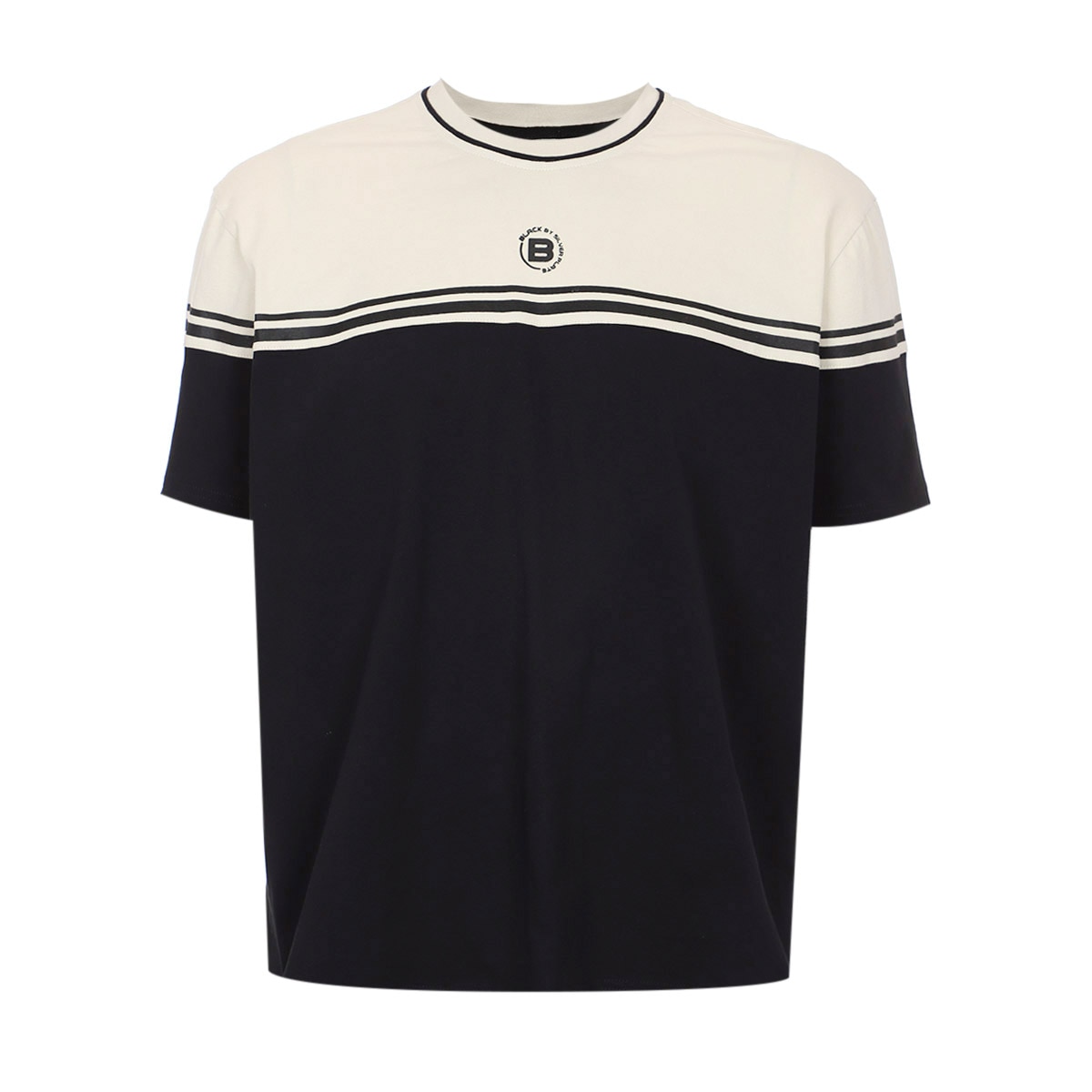 Playera con Diseño Contratse Silver Plate Black Negro Combinado Manga Corta para Hombre Plus