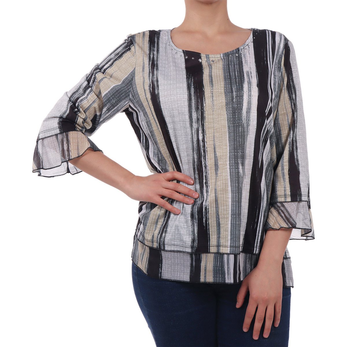 Blusa Diseño Pincel Cuello con Pedrería Alfred Dunner para Mujer