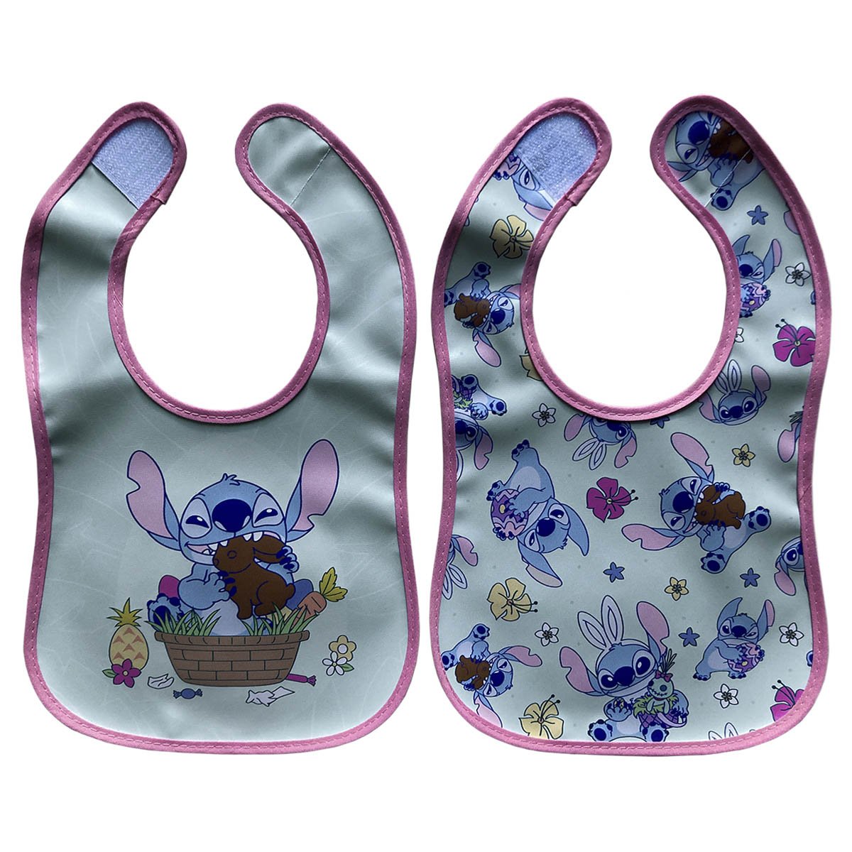 2 Pack Baberos con Diseño Disney Stich Flowers 0 - 6 Meses