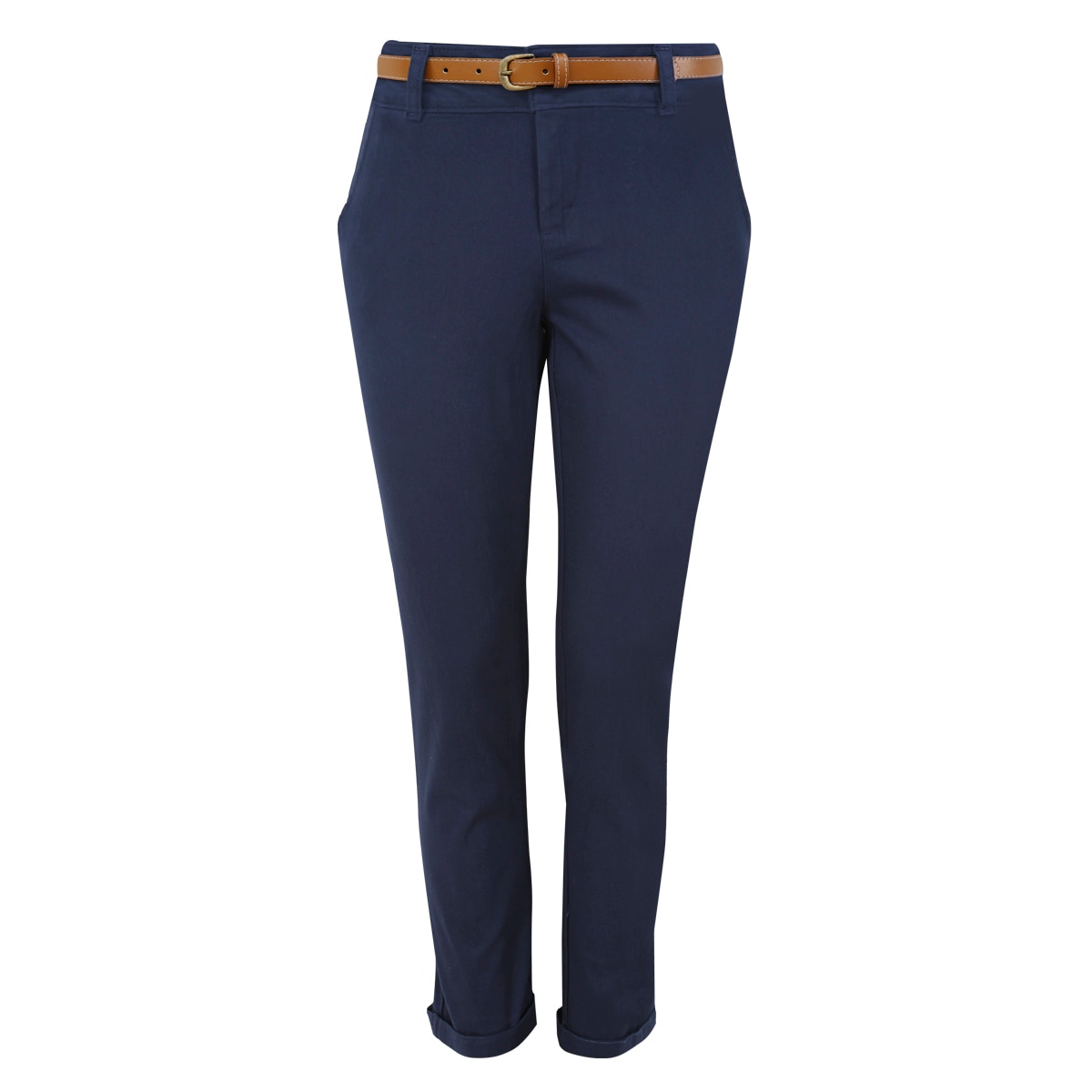 Pantalón Skinny de Gabardina con Cinturón para Mujer Elle
