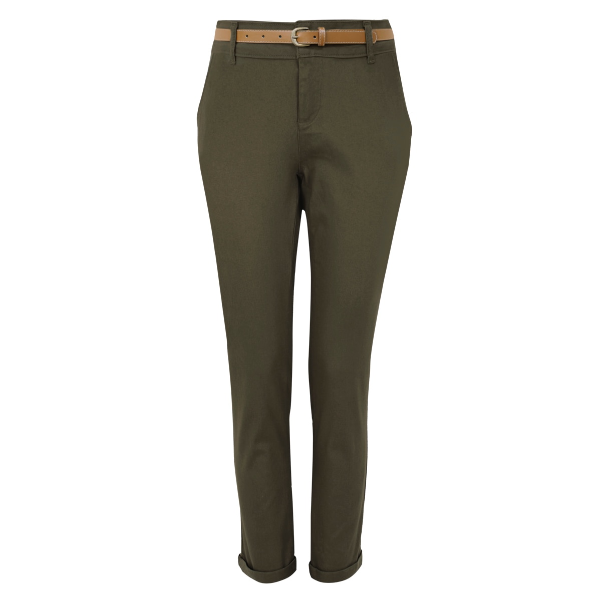 Pantalón Skinny de Gabardina con Cinturón para Mujer Elle
