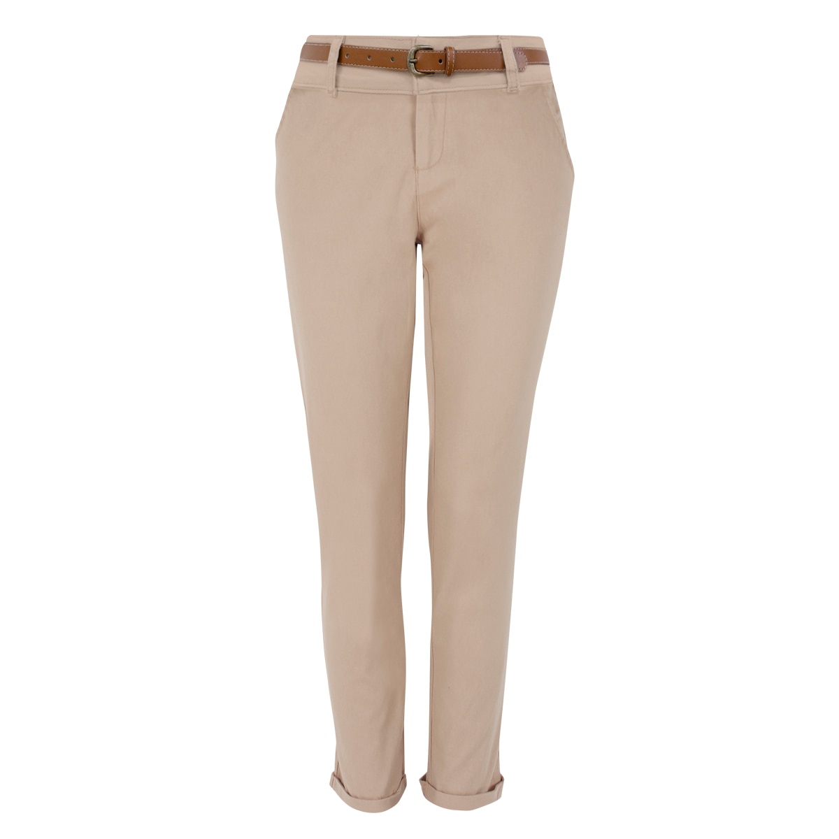 Pantalón Skinny de Gabardina con Cinturón para Mujer Elle