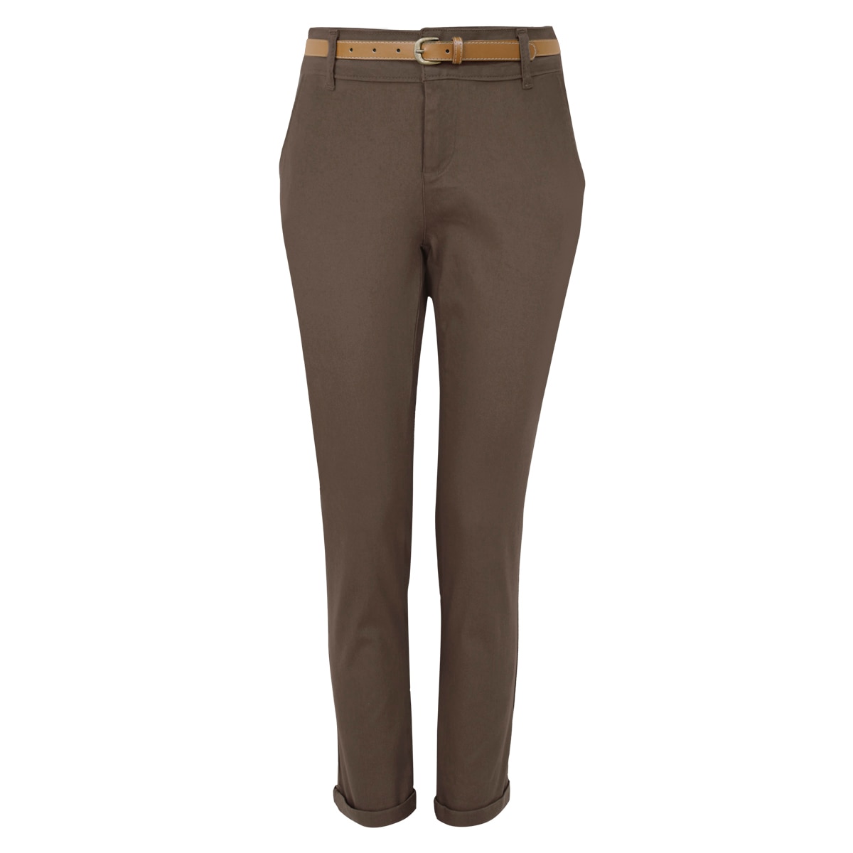 Pantalón Skinny de Gabardina con Cinturón para Mujer Elle