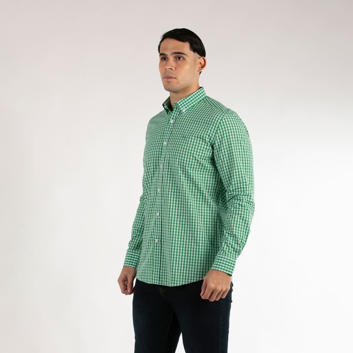 Camisa Casual Regular Fit Verde Cuadros Oscar de la Renta Manga Larga para Hombre
