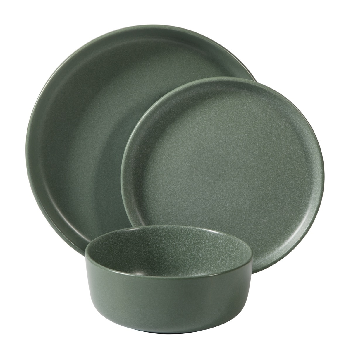 Vajilla 12 Pz Redonda Cerámica Verde Matte Soho Lounge