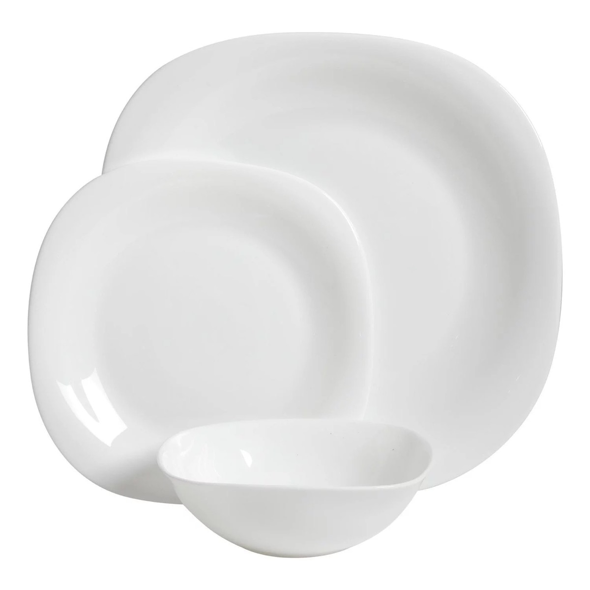 Vajilla 12 Pz Semi Cuadrada Vidrio Opal