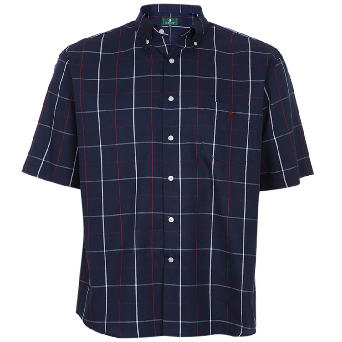 Camisa Cuadros Azul Oscuro Polo Club Manga Corta para Hombre Plus