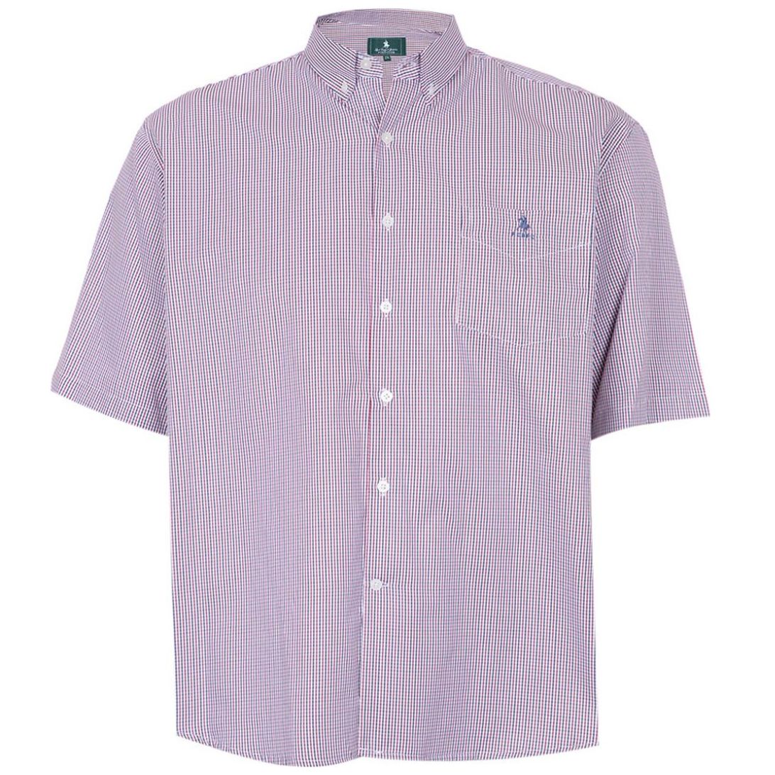 Camisa Cuadros Rojo Combinado Polo Club Manga Corta para Hombre Plus