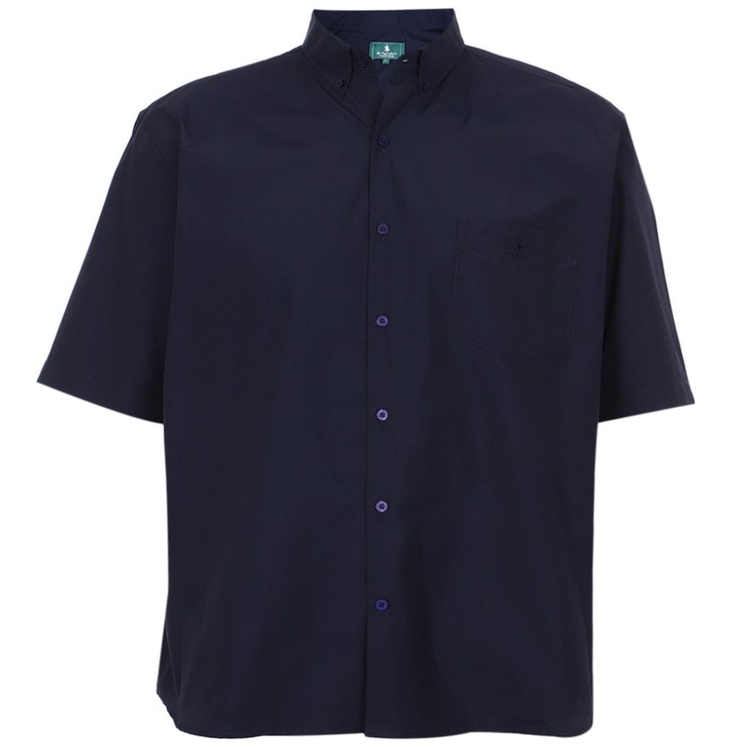 Camisa Lisa Azul Oscuro Polo Club Manga Corta para Hombre Plus