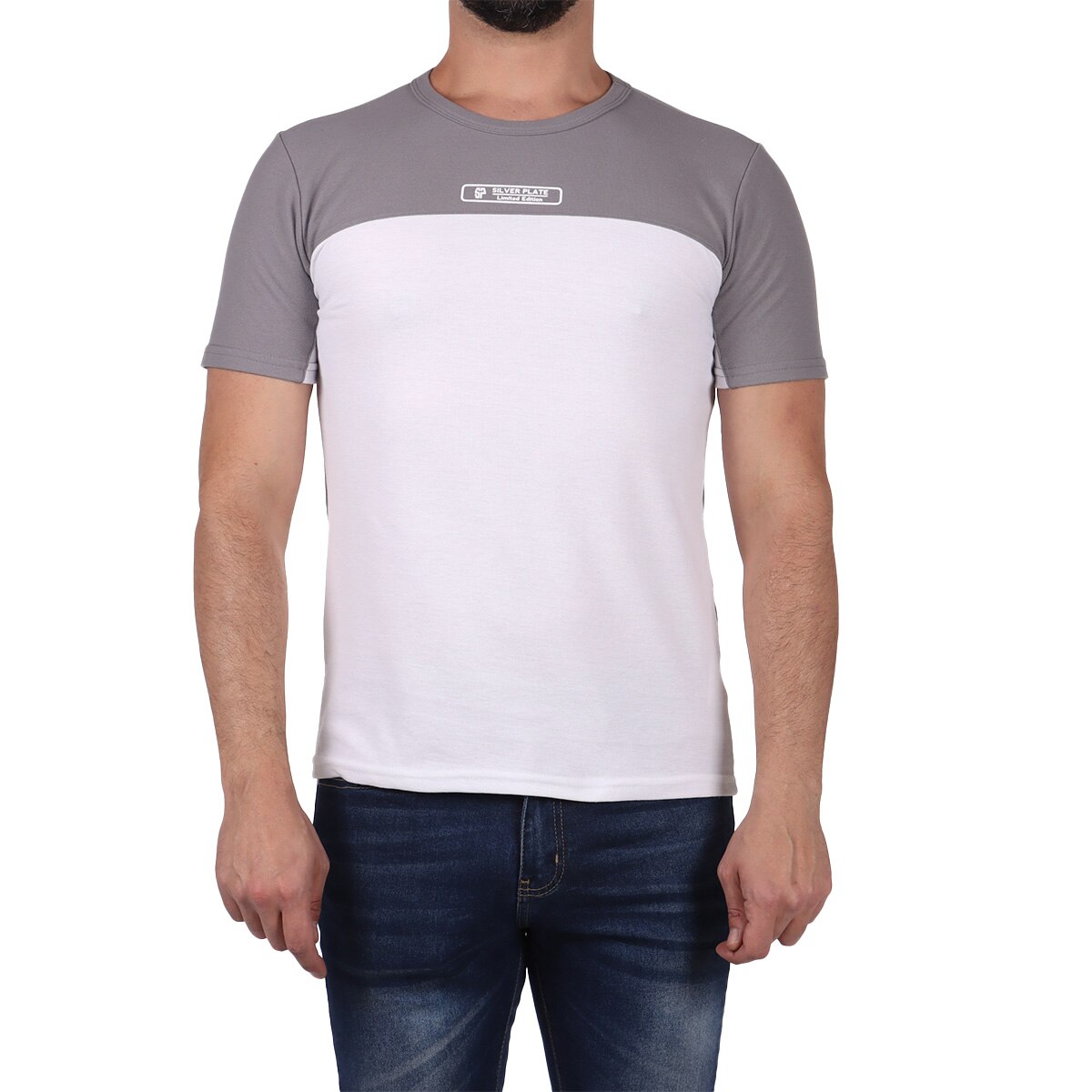 Playera Manga Corta Bicolor Casual Silver Plate Hombre