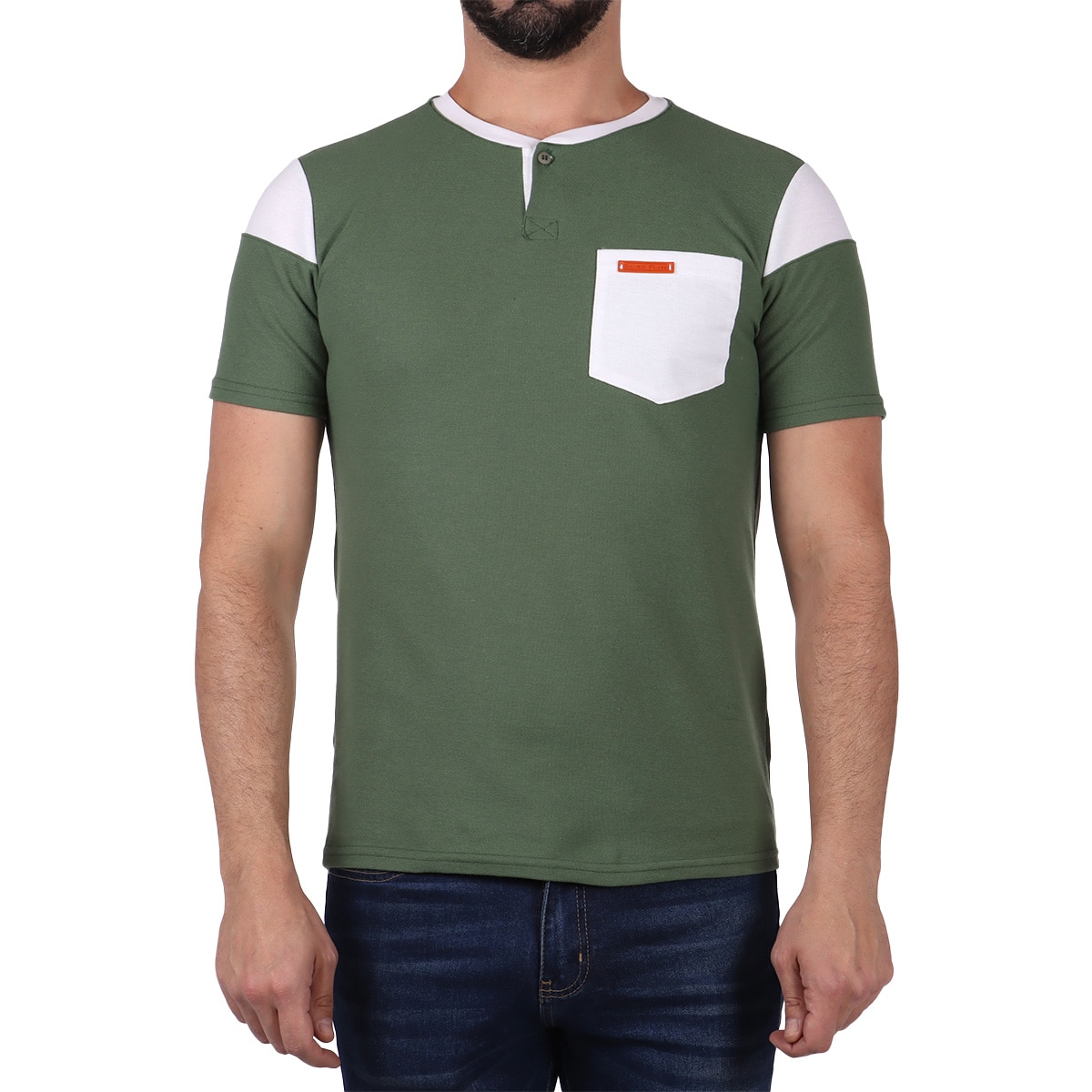 Playera Henley Manga Corta Silver Plate Hombre