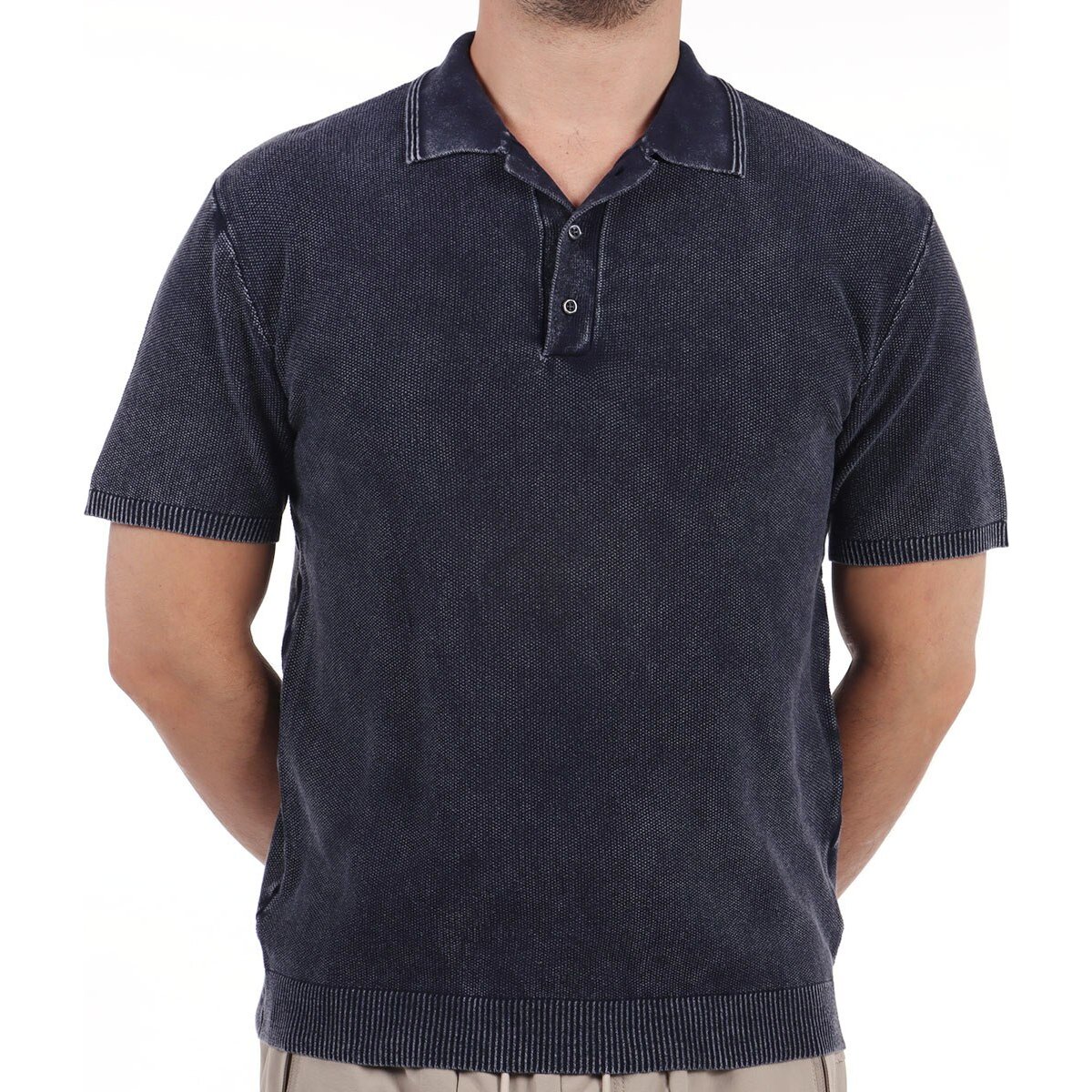 Playera Polo Tejida Jeanious Manga Corta para Hombre Plus