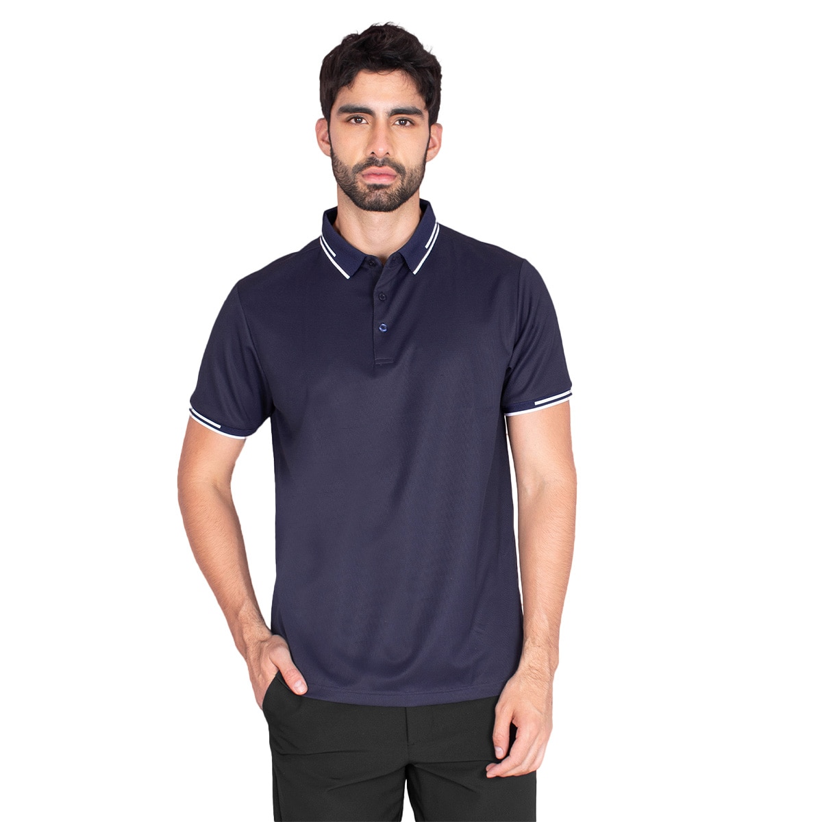 Playera Polo Manga Corta Generra con Líneas en el Cuello para Hombre