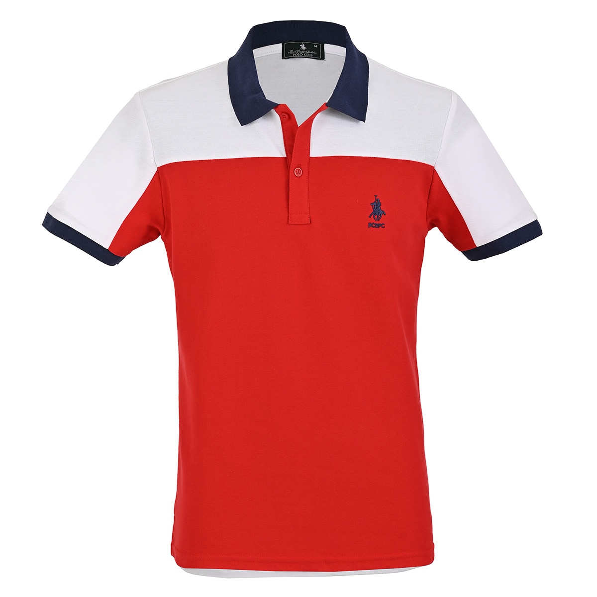 Playera Tipo Polo Manga Corta con Diseño Bloques Polo Club para Hombre