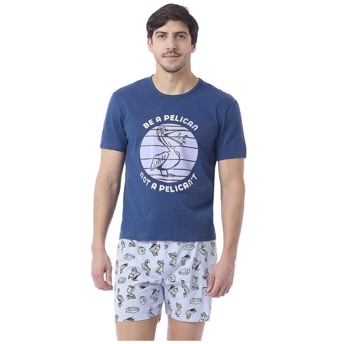 Pijama de Playera Manga Corta y Short con Diseño Tops & Bottoms para Hombre
