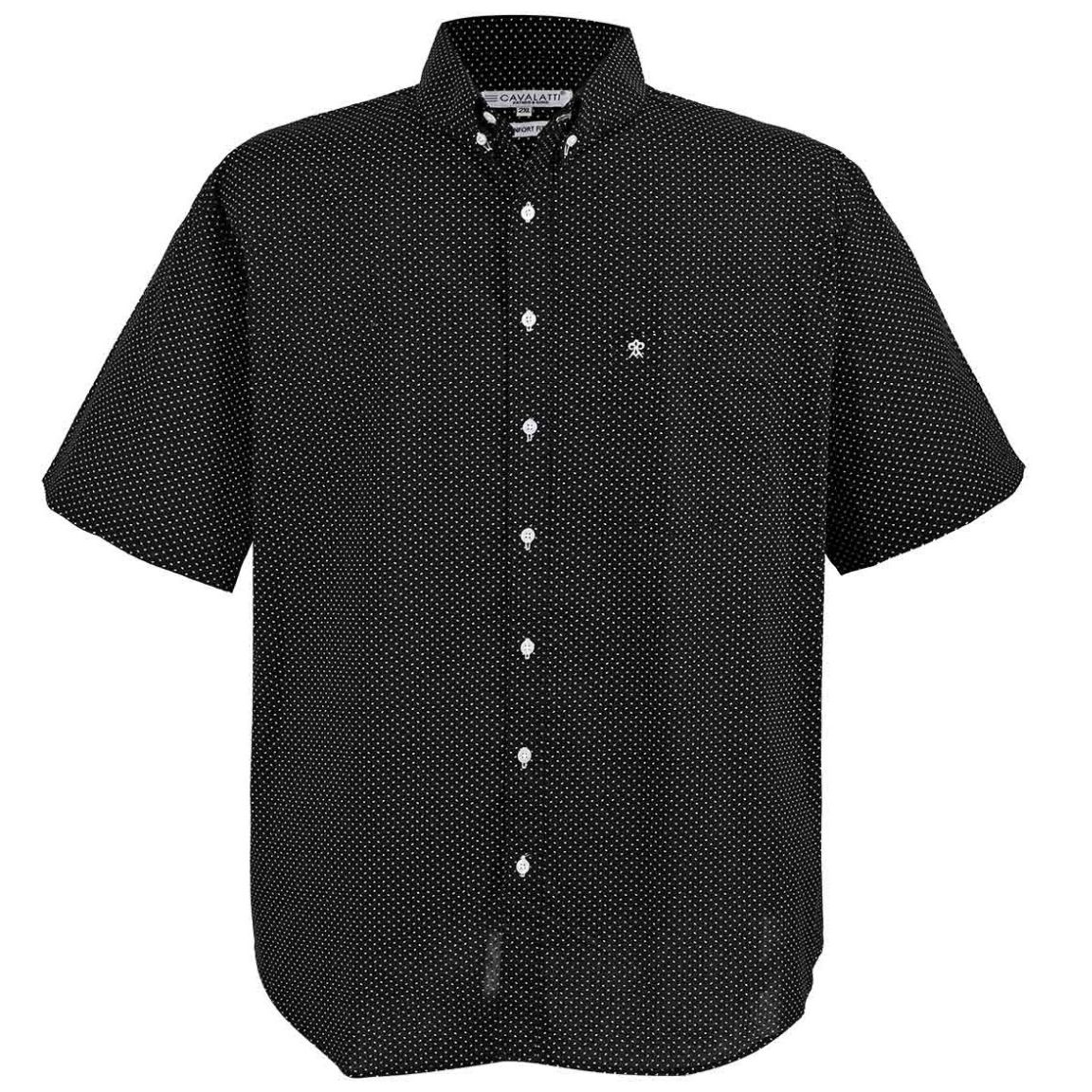 Camisa Print Negro Combinado Cavalatti Manga Corta para Hombre Plus
