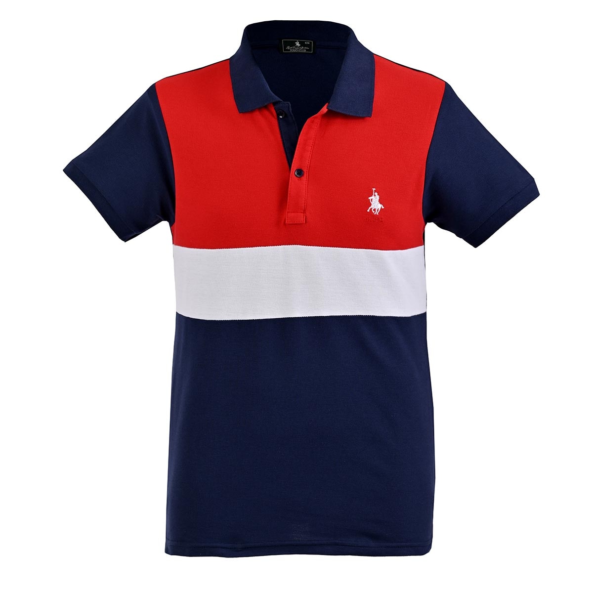 Playera Polo Manga Corta con Diseño Bloques Polo Club para Hombre