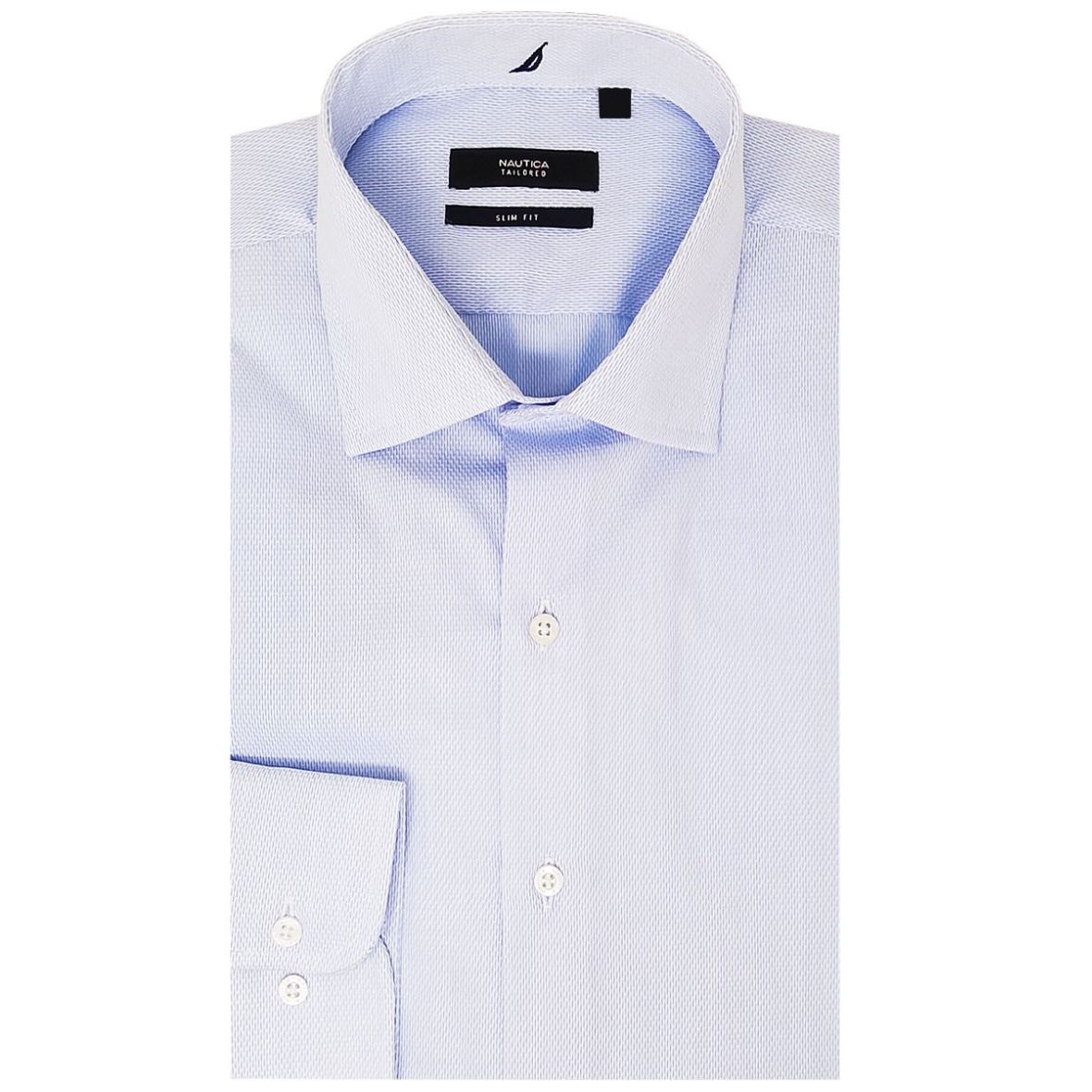 Camisa de Vestir Slim Fit Azul Claro Textura Nautica Manga Larga para Hombre