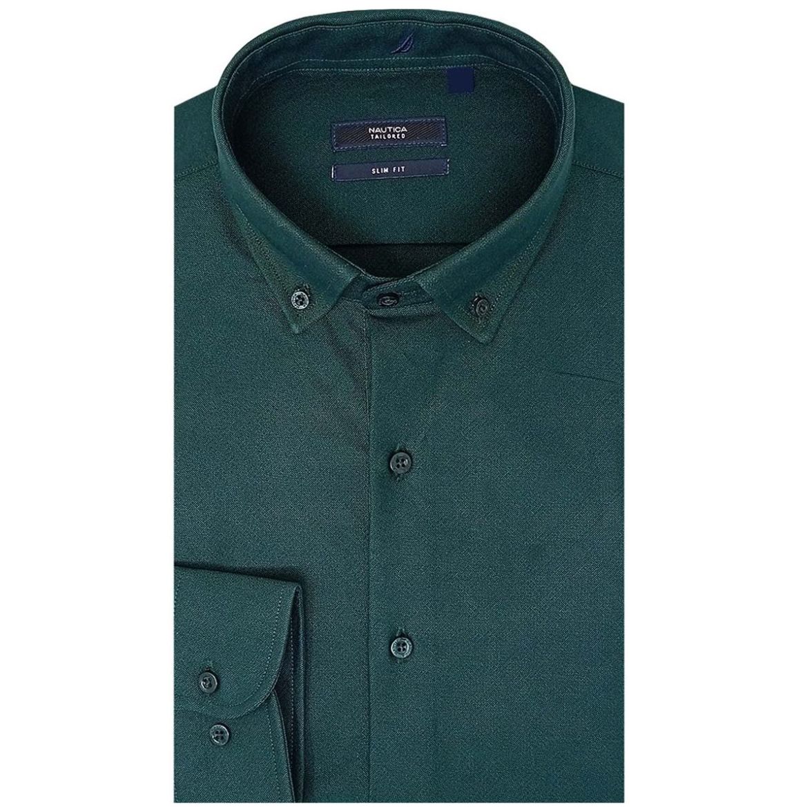 Camisa de Vestir Slim Fit Verde Nautica Manga Larga para Hombre