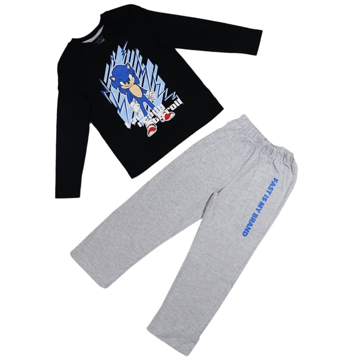 Pijama de Playera Manga Larga y Pantalón con Diseño Sonic para Niño