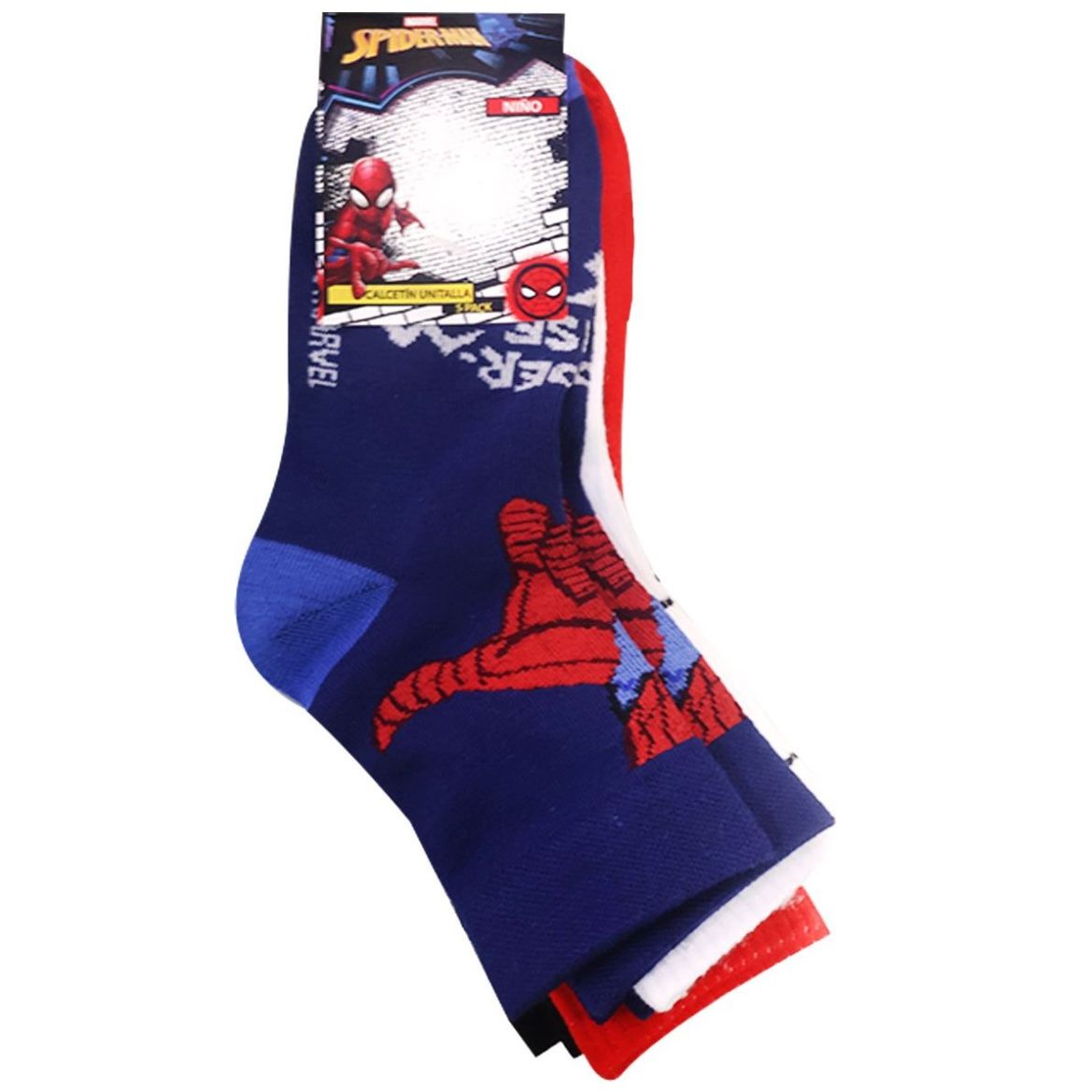 5 Pack Calcetines con Diseño Spiderman para Niño