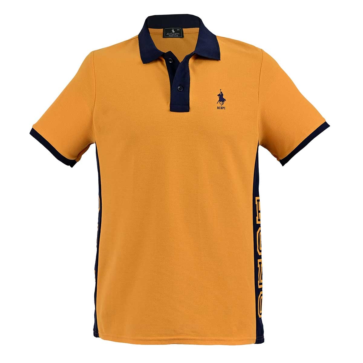 Playera Polo Diseño Contraste Manga Corta Polo Club Amarillo Combinado para Hombre