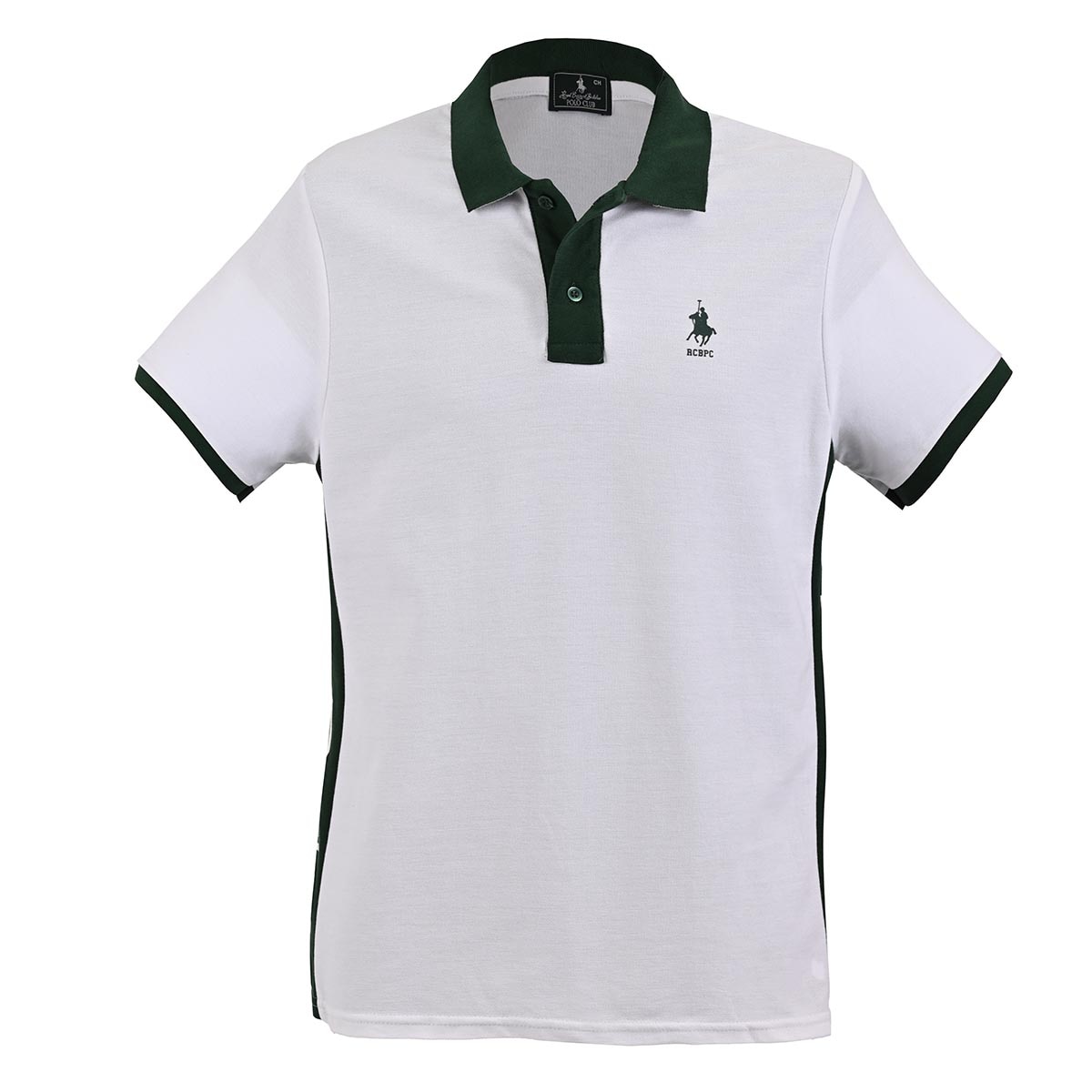 Playera Polo Diseño Contraste Manga Corta Polo Club Blanco Combinado para Hombre