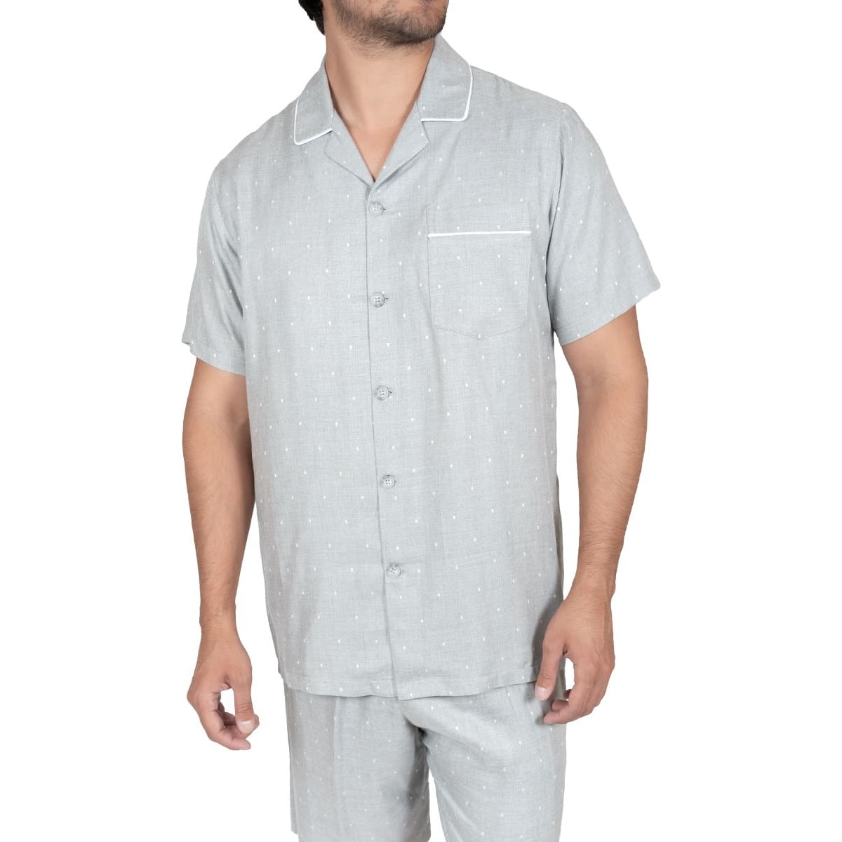 Pijama de Camisa y Bermuda Royal Polo Club Gris para Hombre