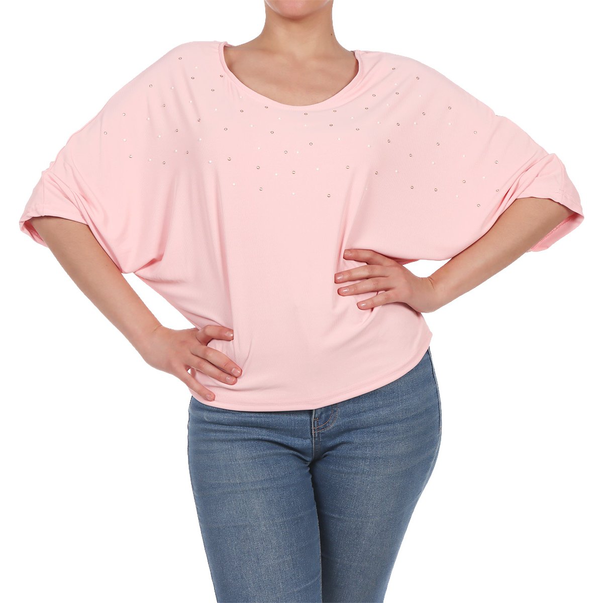 Blusa Holgada con Brillos Casual Ann Miller para Mujer