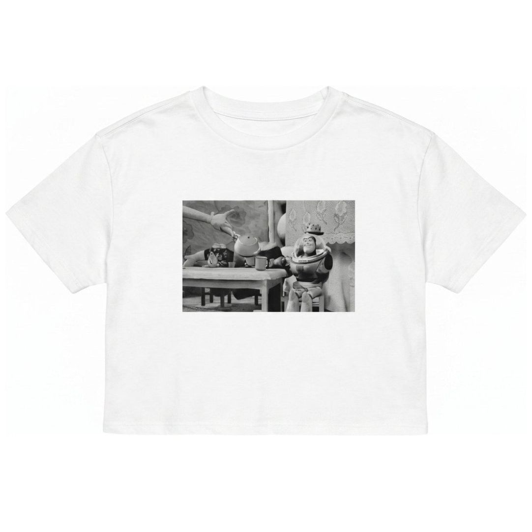 Playera Blanca Cropped con Diseño Disney Toy Story la Señora Nesbit para Niña