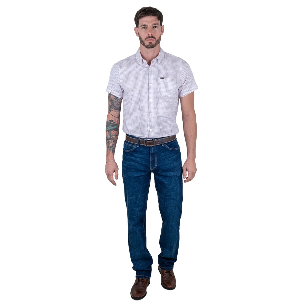Camisa Slim Fit Lee Beige Manga Corta para Hombre