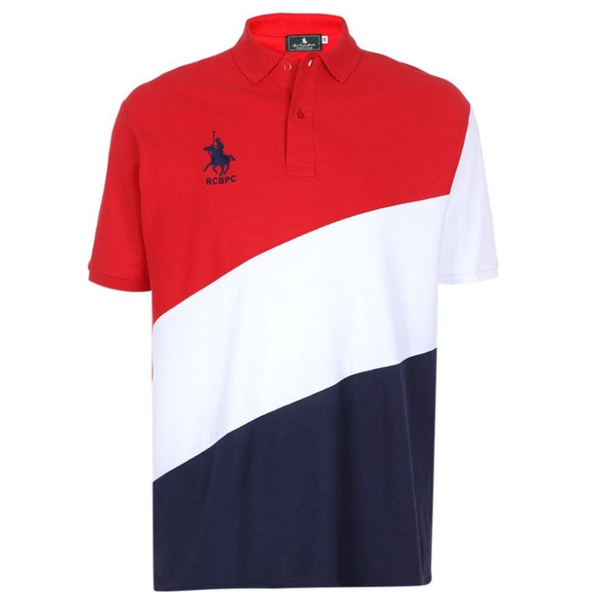 Playera Polo Bloques Rojo Combinado Manga Corta Polo Club para Hombre Plus