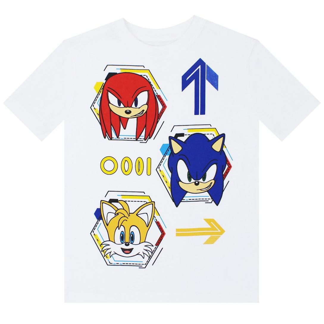 Playera Blanca Manga Corta con Diseño Sonic para Niño