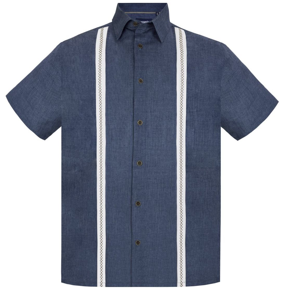 Camisa Regular Fit Blue Line Azul Marino Cancumisa Manga Corta para Hombre