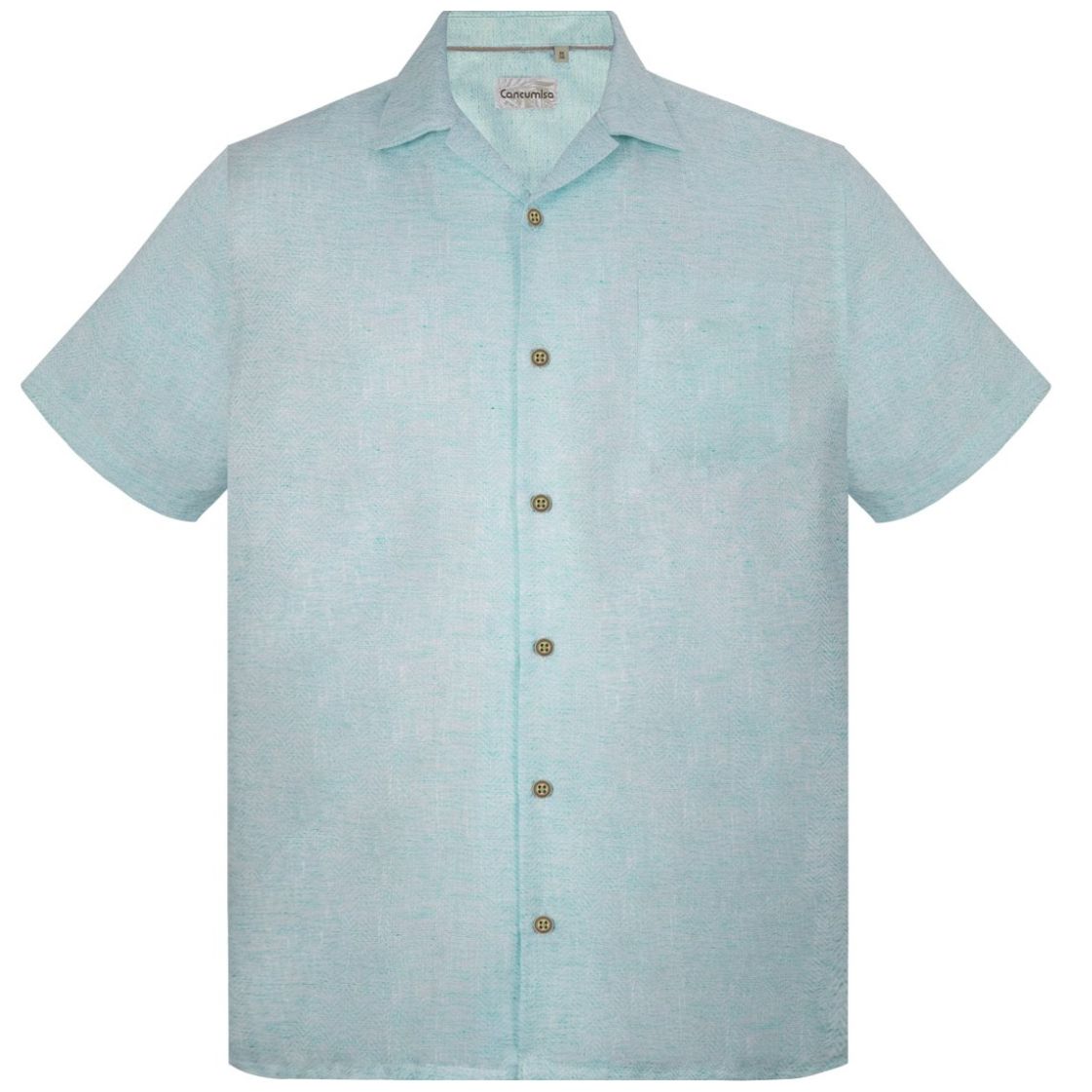 Camisa Regular Fit Jaquard Turquesa Cancumisa Manga Corta para Hombre
