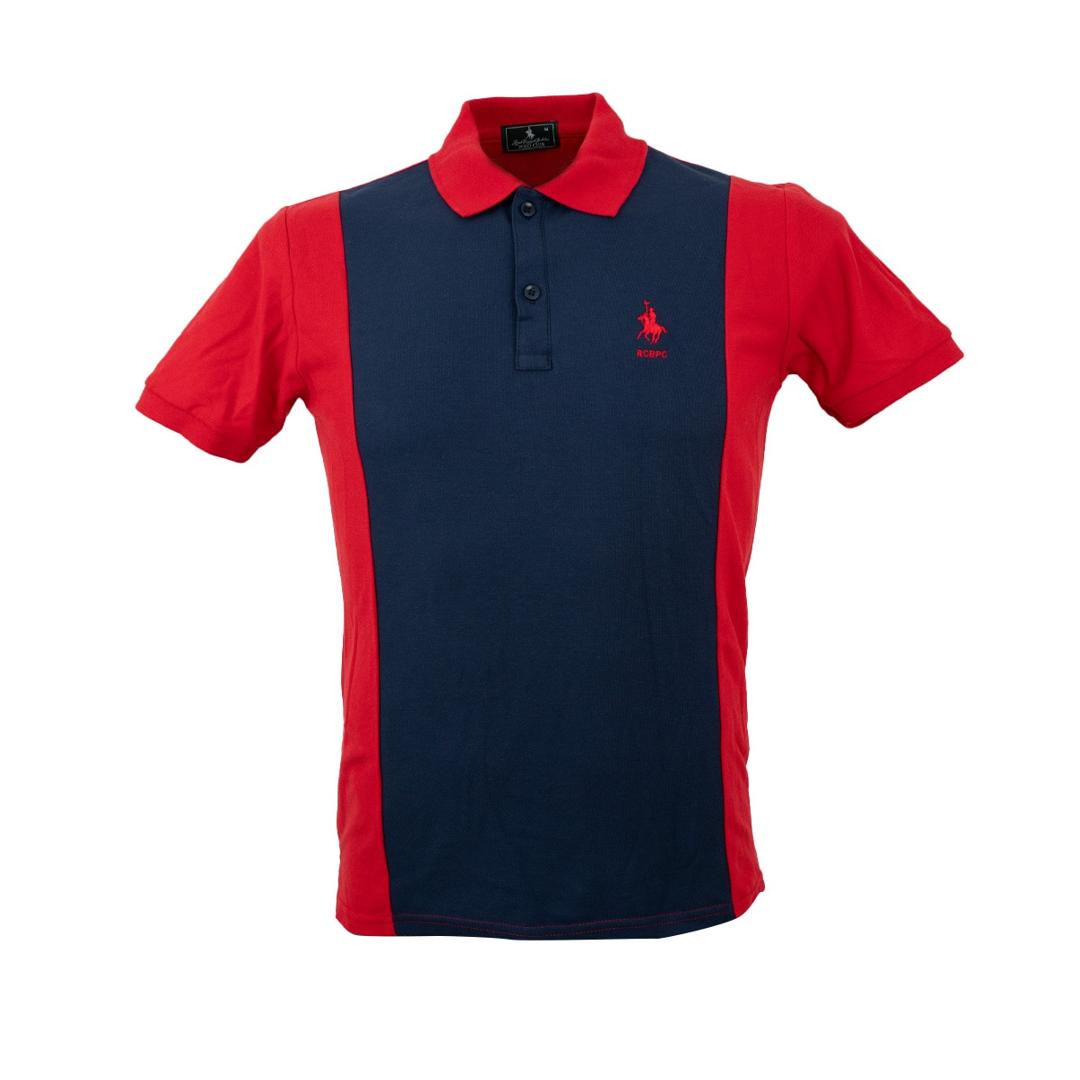Playera Polo Bloques Azul Combinado Manga Corta Polo Club para Hombre