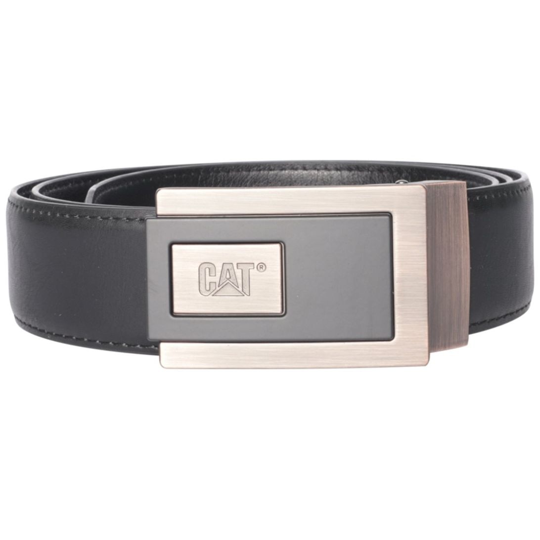 Cinturón en Cuero Regenerado Cat Negro-Bronce para Hombre