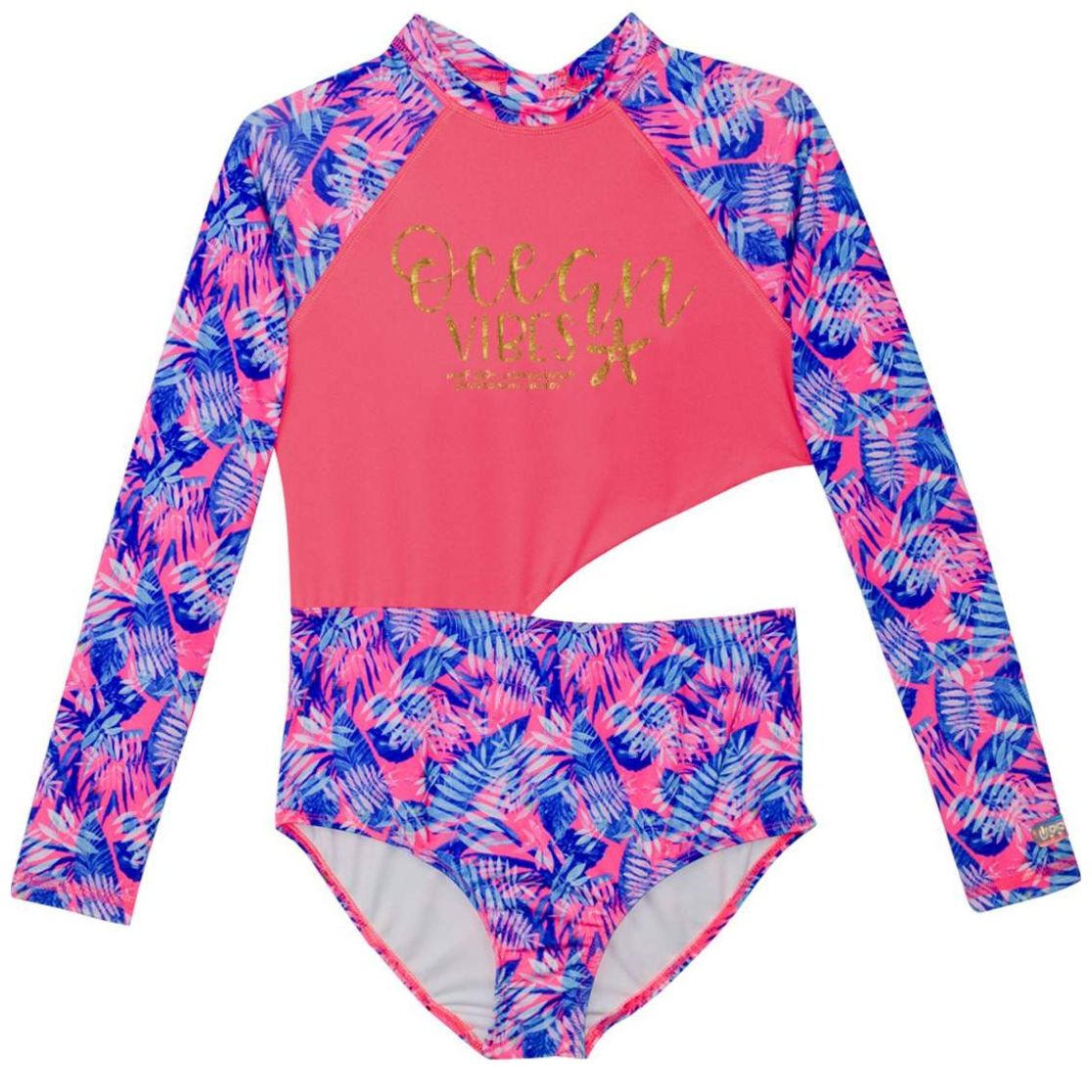 Traje Baño Body Corte en Cintura Manga Larga con Diseño Skysoul Multicolor para Niña