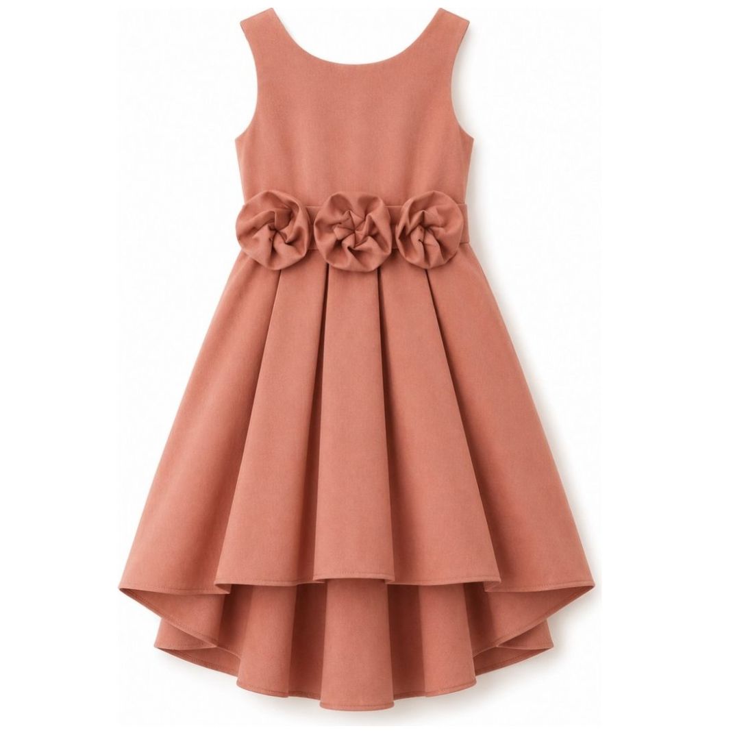 Vestido de Fiesta Falda con Vuelo Pink Gallery Rosa Aplicación Flores para Niña