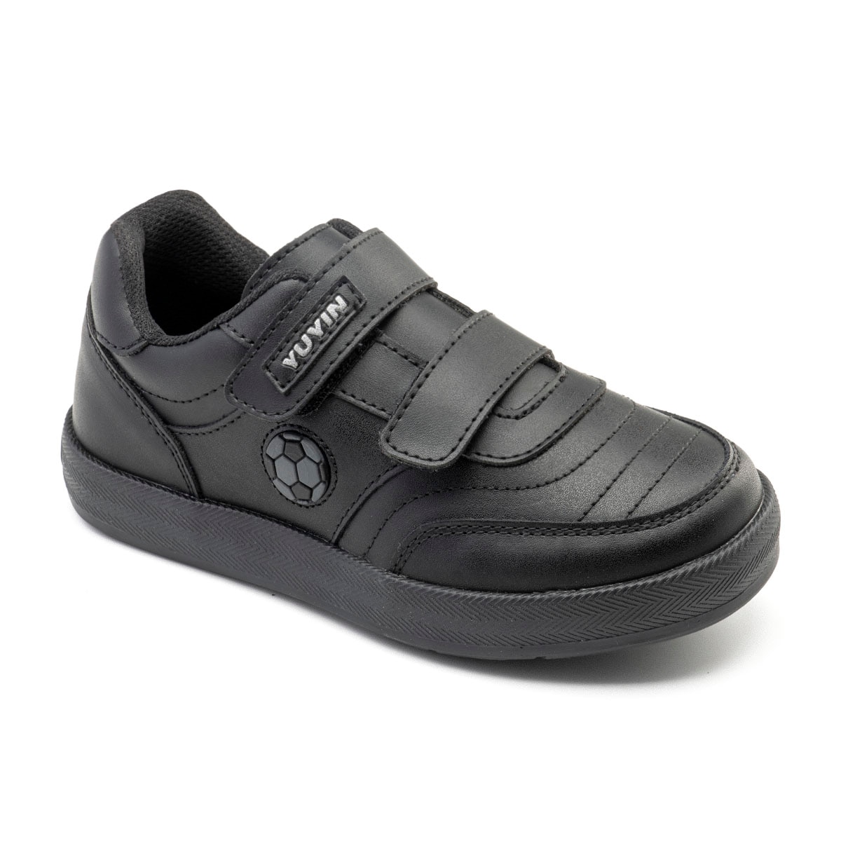 Tenis Escolar Yuyin Negro con Ajuste Velcro para Niño