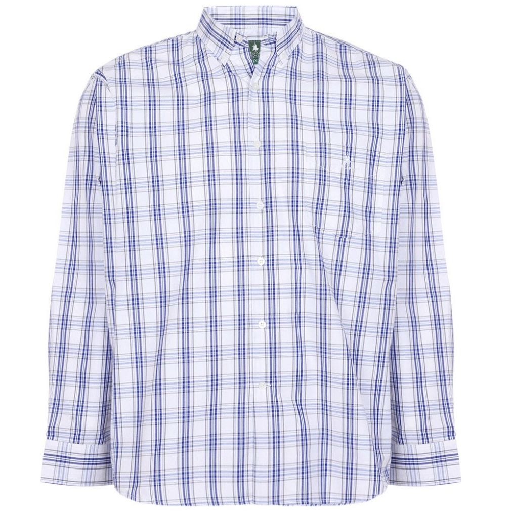 Camisa Manga Larga de Cuadros Azul Polo Club para Hombre Plus
