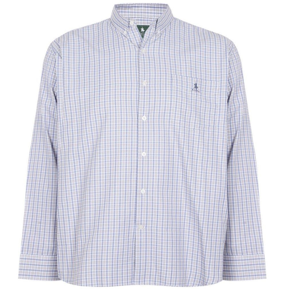 Camisa Manga Larga de Cuadros Gris Polo Club para Hombre Plus